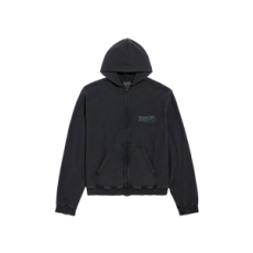 발렌시아가 워시드 크레용 폴리티컬 레귤러 핏 집업 후디 에 대한 여성 에 페이디드 블랙