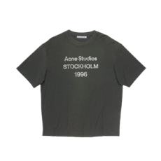 아크네 스튜디오 로고 티셔츠 - 릴랙스핏 페이딩 블랙