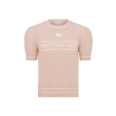 디올 반소매 스웨터 핑크 버진 울 캐시미어 니트