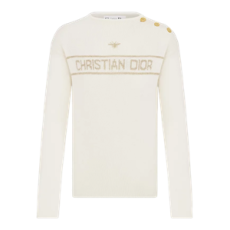 디올 스웨터 에크루 & 골드 톤 캐시미어 블렌드 니트