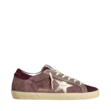 골든구스 여성 실버 메탈릭 레더 스타 & 스웨이드 힐탭 라일락 스웨이드 슈퍼스타 LTD