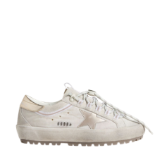 골든구스 여성 메탈릭 레더 스타 & 힐탭 라이트 그레이 나일론 슈퍼스타 스키