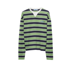 프라다 스트라이프 코튼 티셔츠