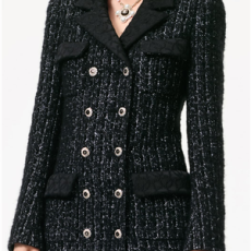 샤넬 캐시미어 트위드 코트 블랙 화이트