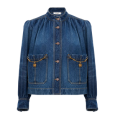 끌로에 데님 하이넥 개더드 재킷