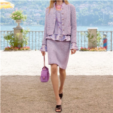 샤넬 코튼 트위드 시퀸 재킷 라일락