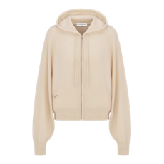 디올 후드 지퍼 가디건 에크루 캐시미어 니트