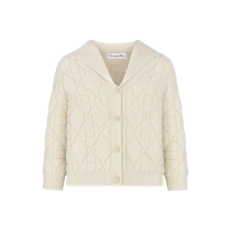 디올 까나쥬 가디건 에크루 울 캐시미어 블렌드 텍스처 니트