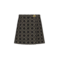 디올 매크로까나쥬 치마바지 블랙 & 골드 톤 울 블렌드 트위드