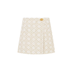 디올 매크로까나쥬 치마바지 화이트 & 골드 톤 울 블렌드 트위드