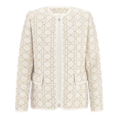 디올 매크로까나쥬 레귤러 핏 재킷 화이트 & 골드 톤 울 블렌드 트위드