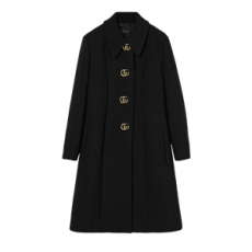 구찌 더블 G 버튼이 있는 울 나떼 코트 블랙