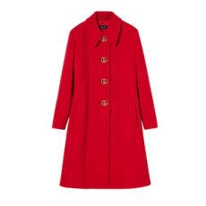 구찌 더블 G 버튼이 있는 울 나떼 코트 레드