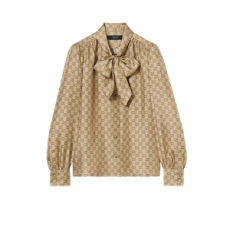 구찌 프린트 실크 트윌 셔츠