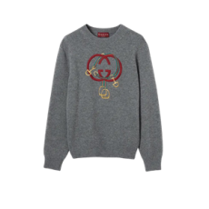 구찌 자수 장식이 있는 니트 스웨터