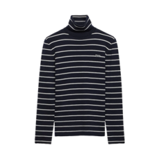 프라다 스트라이프 울 터틀넥 스웨터 네이비