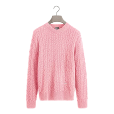 디올 케이블 니트 스웨터, 피티드 실루엣 핑크 캐시미어 니트