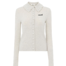 끌로에 울 니트 피티드 로고 가디건