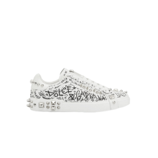 돌체앤가바나 스터드 장식 카프스킨 나파 포르토피노 화이트 스니커즈