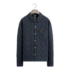 디올 가죽 디올 패치 까나쥬 오버셔츠 네이비 블루 코튼