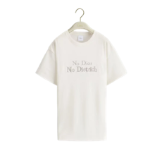 디올 자수 티셔츠, 캐주얼 핏 화이트 코튼 저지