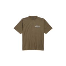 발렌시아가 남성 마스킹 테이프 미디엄 핏 티셔츠 카키