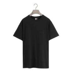 디올 디올 자수 티셔츠, 캐주얼 핏 블랙 코튼 저지