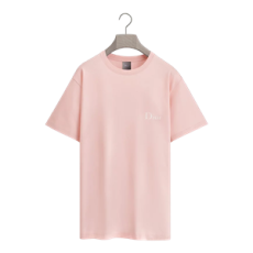 디올 디올 자수 티셔츠, 캐주얼 핏 핑크 코튼 저지