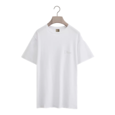 디올 디올 자수 티셔츠, 캐주얼 핏 화이트 코튼 저지