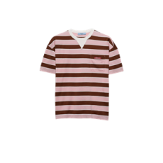 프라다 바이아데르 스트라이프 리슬 코튼 티셔츠