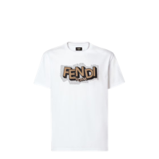 펜디 화이트 코튼 티셔츠