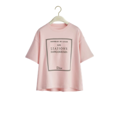 디올 북 커버 오버사이즈 크롭 티셔츠 핑크 & 그린 코튼 저지