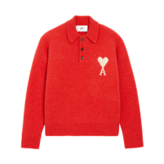 아미 브라운 레드 아미 드 하트 폴로 레드 카민 오프 화이트