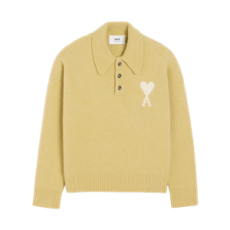 아미 빅 하트 로고 스웨터 라임 그린 오프 화이트