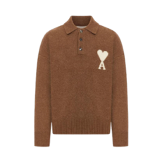 아미 빅 하트 로고 스웨터 브라운 화이트