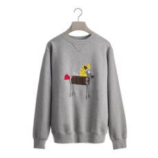 디올 홀스 자수 & 프린트 스웨트셔츠, 캐주얼 핏 그레이 코튼 플리스