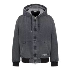 디올 CD 박스 후드 블루종 재킷 그레이 코튼 트윌