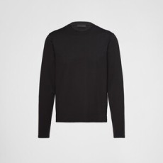 프라다 스트래치 코튼 로고 긴팔티셔츠