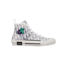 디올 B23 하이탑 오블리크 캔버스 퍼플 자수 패치 스니커즈