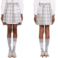 톰브라운 사선바 체크 플리츠 미니 스커트