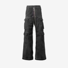 릭오웬스 점보 카고 데님 흑청 팬츠