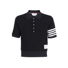 톰브라운 네이비 코튼 오토맨 립 4-바 폴로 셔츠