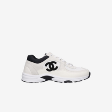 샤넬 메쉬 스웨이드 카프스킨 화이트/블랙 스니커즈